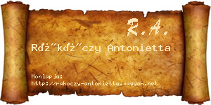 Rákóczy Antonietta névjegykártya